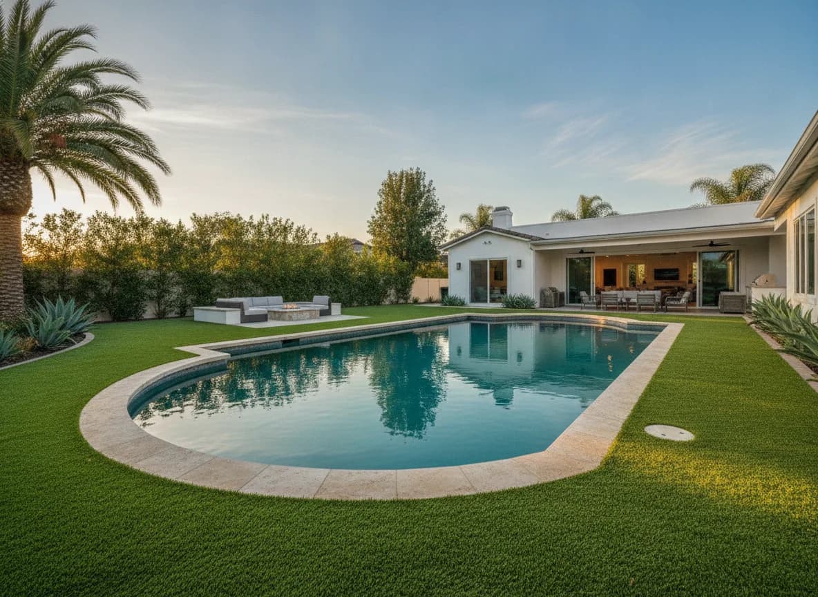 Artificial Turf Around Pools in Orange County | Drainage & Safety
