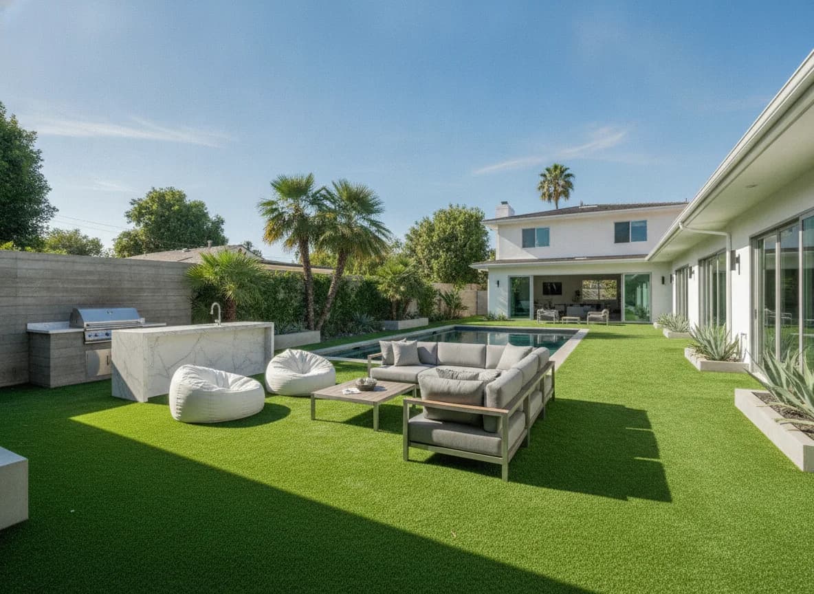 Luxury residential artificial turf installation in Orange County